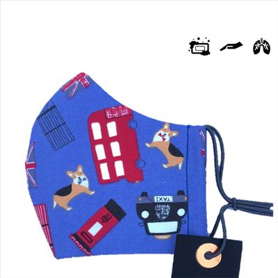 100% pure cotton Children's reusable, washable, 4 panel filtration, double layered filtered face mask, outdoor, cover, 100% skin friendly UK//AL