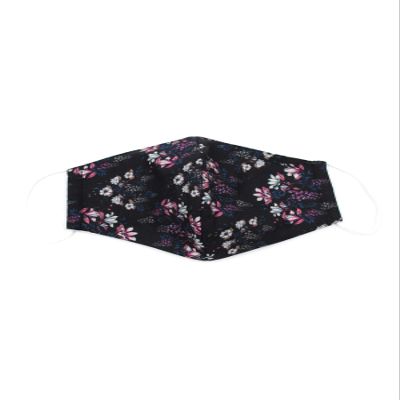 OgLuxe Womens 100% Cotton Washable Outdoor Face Protector Two Layers Mouth Cover Floral With Ear Loops (TwoLayer Dark Night)