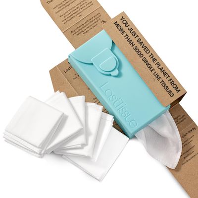 LastTissue Reusable Cotton Tissue Pack | Face Towels & Handkerchiefs for Men & Women  Washable, Sustainable Facial Tissue with Storage Case - Turquoise