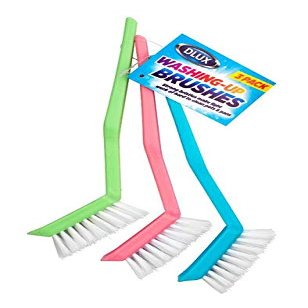 3 Dish Brushes Washing Up Strong Nylon Bristles Scrubbing Pots Pans Cleaning