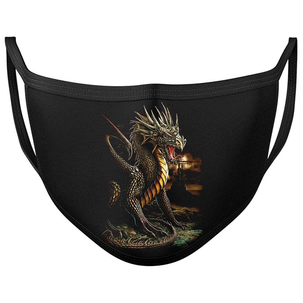 Darkwear Skull Dragon Horse Spiral Punk Tribal Roses Blood rose Face Mask Covering Reusable Washable Fashion Mask (DRAGON)