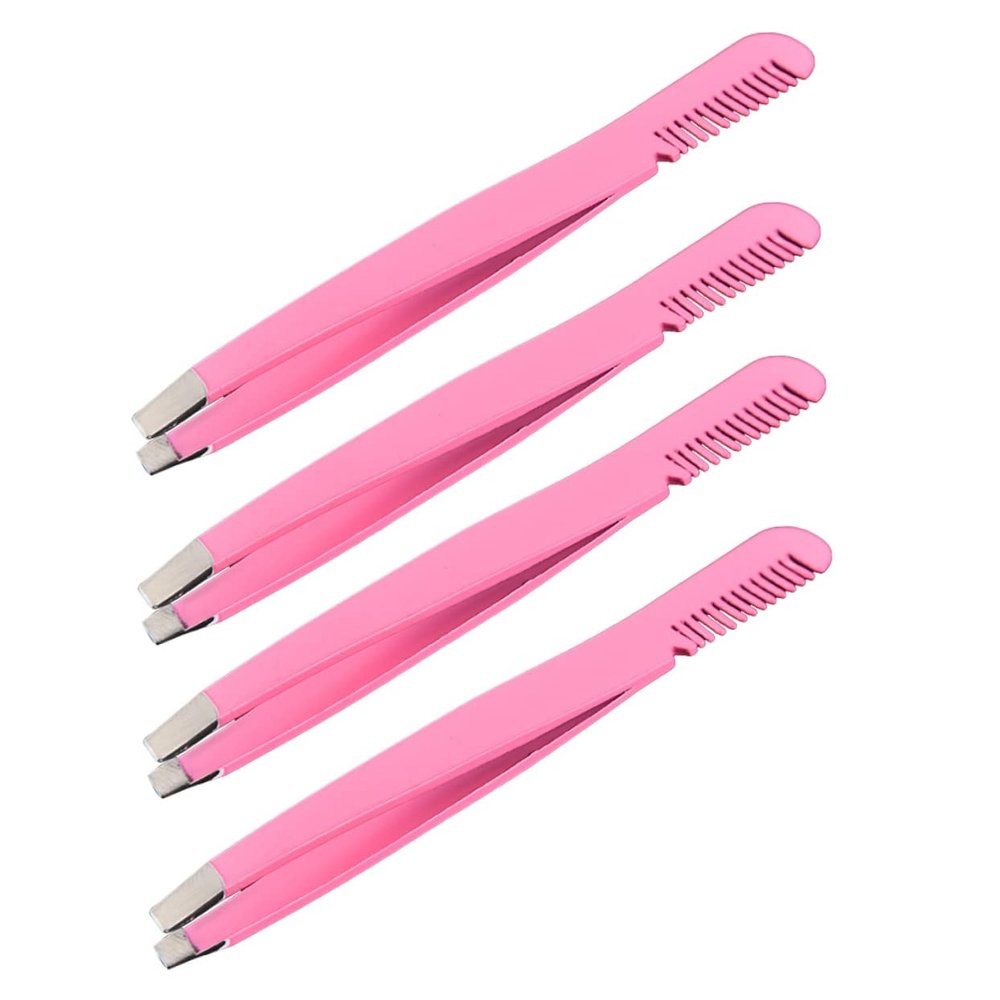 4pcs Diagonal Eyebrow Pliers Eyebrow Scissors Makeup Tool Eyebrow Grooming Comb Eyebrow Comb Eyebrow Trimmer Eyelashes Grooming Brush Stainless Steel Bevel Contouring Brush