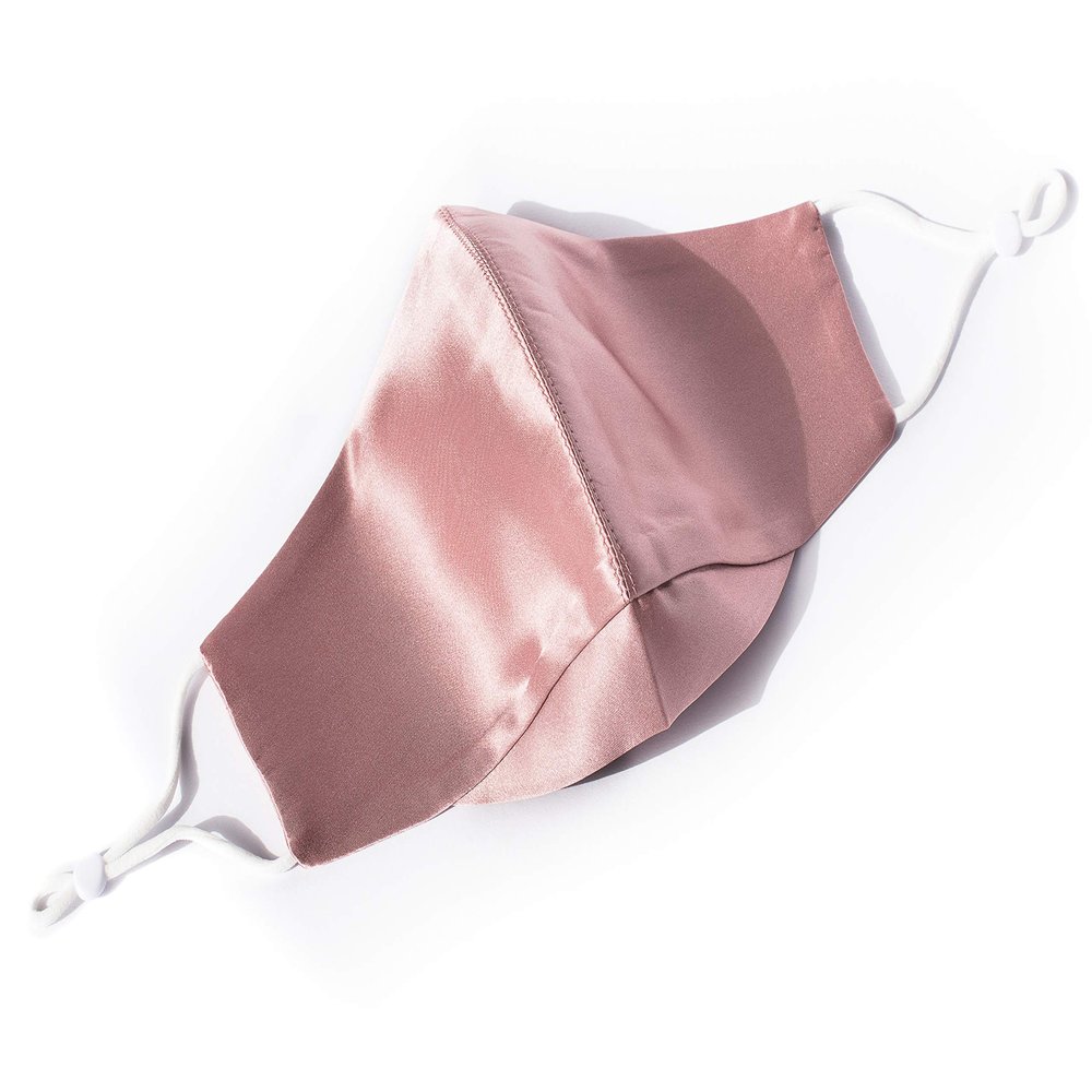 HABAC STUDIO - 100% Mulberry Silk Face Masks Reusable Black Face Masks Washable UK Face Covering for Women Mens Face Masks Silk Mask Nose Wire Adjustable Unisex Wedding Special Occasion. (Dust Pink)