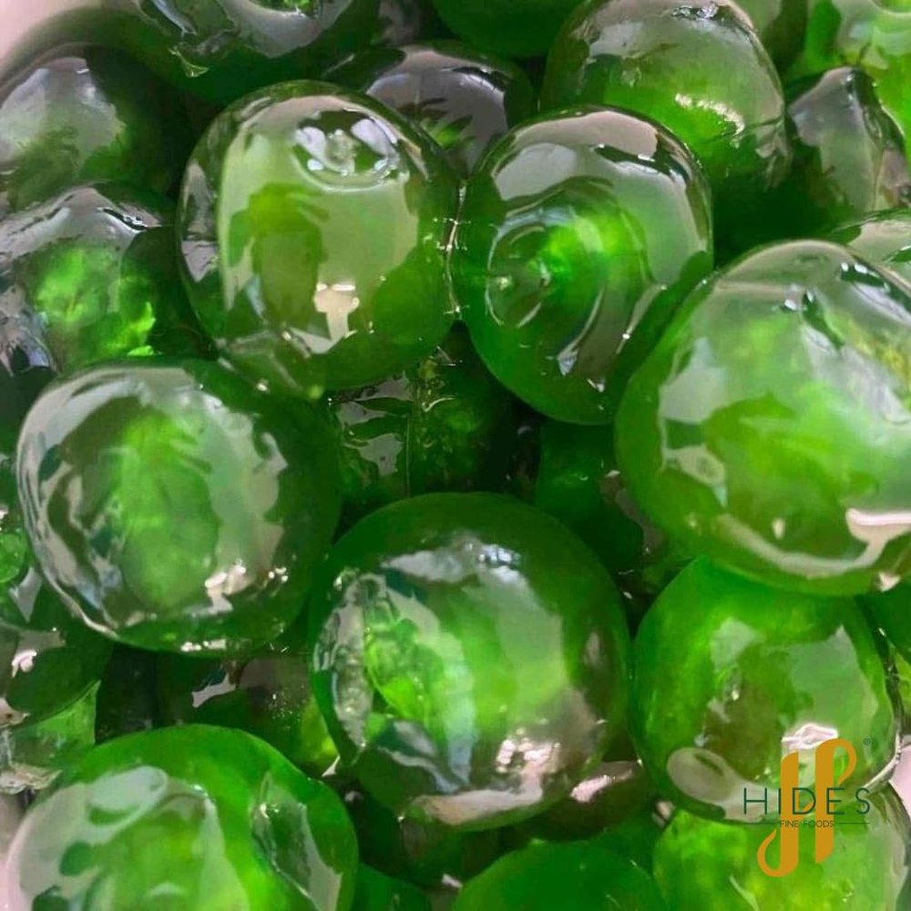 Hides Fine Foods - Green Glace Cherries - 1kg GMO Free - Suitable for Vegetarians - Baking - Desserts - Decorating - Cakes - Cookies - Tart - Mincemeat - Mince Pies - Panettone - Christmas Cake