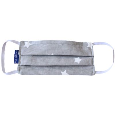 Blue Badge Co Pack of 5 Small Cotton Face Mask, Double Layer Face Cover in Grey Stars, with Pouch for Additional Filter