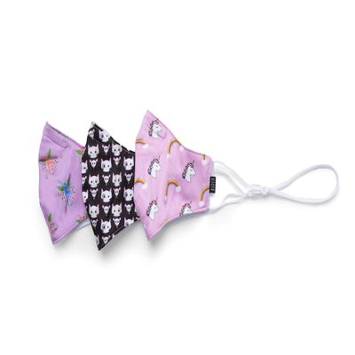 Bloch - Face Mask - Children's Soft Stretch Reusable Face Mask With Lanyard and Moldable Nose Pad (Pack of 3 Assorted Prints) unisex-child One size