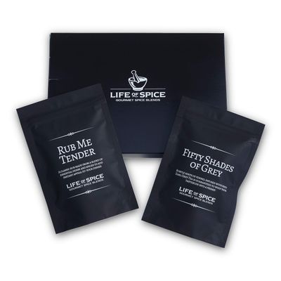 Life of Spice Twin Pack Rub Gift | 2 Superb BBQ rubs in Gift Box | Rub Me Tender (50g) / Fifty Shades of Grey (38g) | Paprika, Black Pepper, Fennel and Earl Grey Tea | Chilli-Free BBQ Rub Set