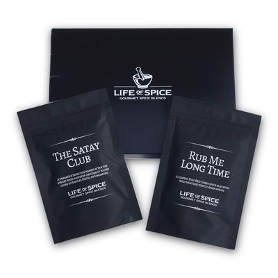 Life of Spice Twin Pack Rub Gift | 2 great Asian Spice rubs in gift box | The Satay Club (60g) / Rub Me Long Time (60g) | Paprika, Garlic, Turmeric, Lemongrass and Galangal | Asian Street Food Rub Set