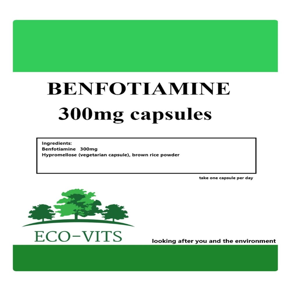 ECO-VITS BENFOTIAMINE (300mg) 30 CAPS. Recyclable Packaging. Sealed Pouch