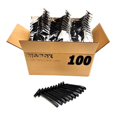 100 Twin Blade Black Disposable Razors in Bulk - Professional or Home Use