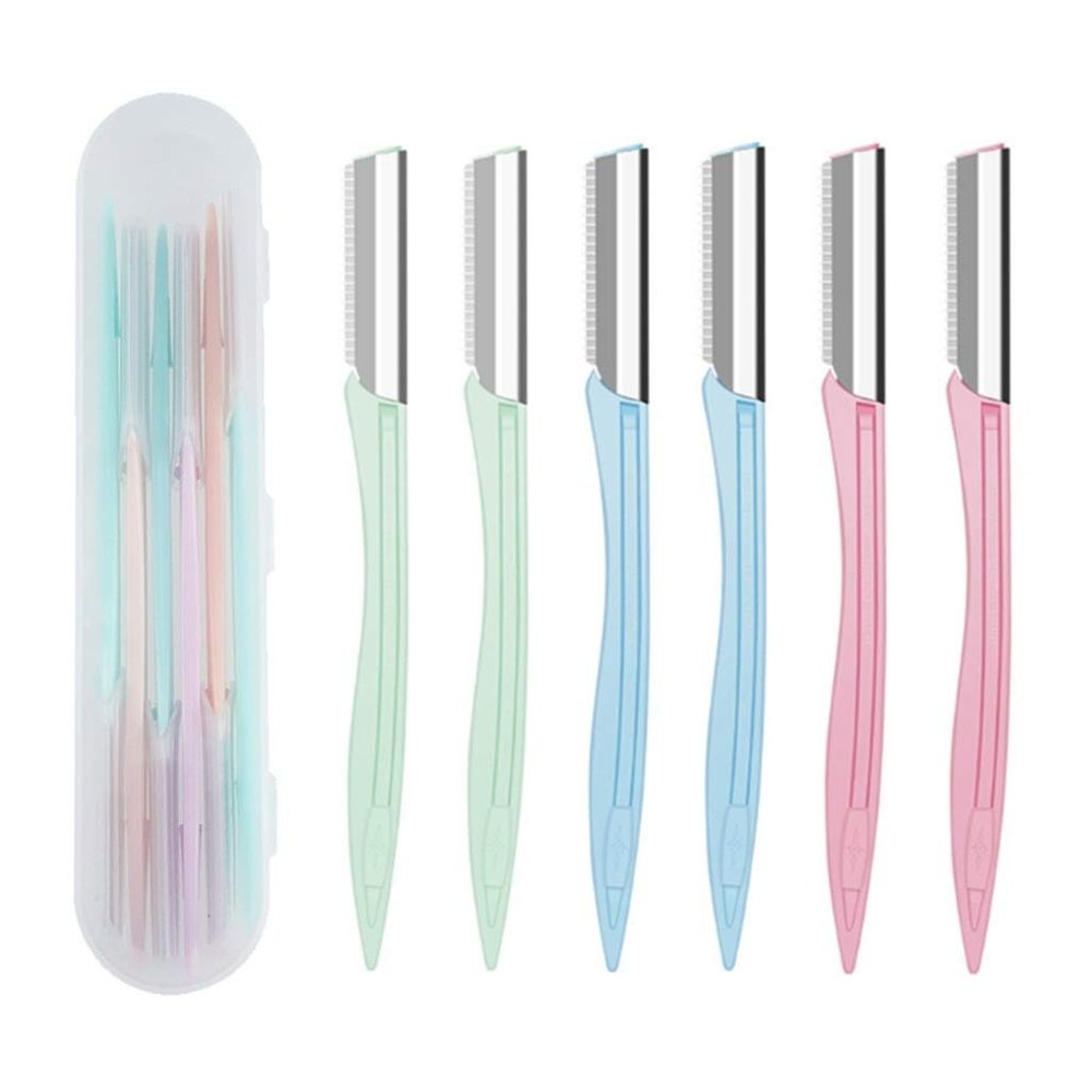 Eyebrow Razors 6 Pieces with Storage Case, Facial Hair Remover, Shaver Trimmer Shaper, Exfoliating Dermaplaning Tool for Women and Men