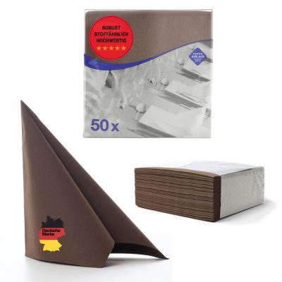 100 Aroba Airlaid Napkins Fabric-Like 19 Colours 40 x 40 cm 1/4 Fold High-Quality Wedding Napkins Fabric Look for Birthday Hotel Catering Celebrations Christmas Wedding Brown