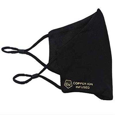 Copper Ion infused Mask - Black - Washable & Reusable with Antibacterial active Copper Ions. AGP Group UK Face Covering Commuting Anti Pollution Mask Sports Running Bike Cycling Silver Adult Unisex