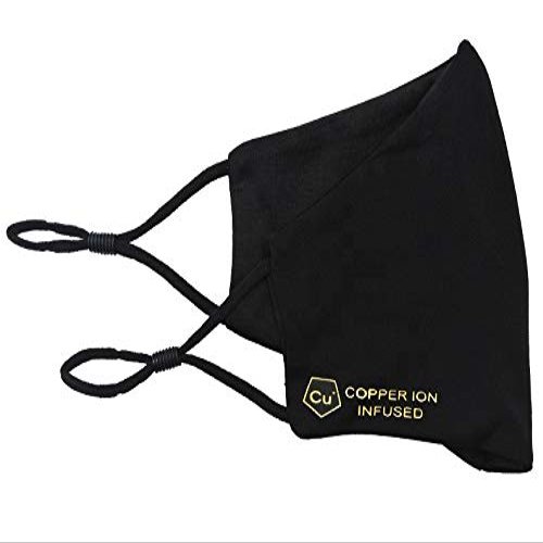 Copper Ion infused Mask - Black - Washable & Reusable with Antibacterial active Copper Ions. AGP Group UK Face Covering Commuting Anti Pollution Mask Sports Running Bike Cycling Silver Adult Unisex