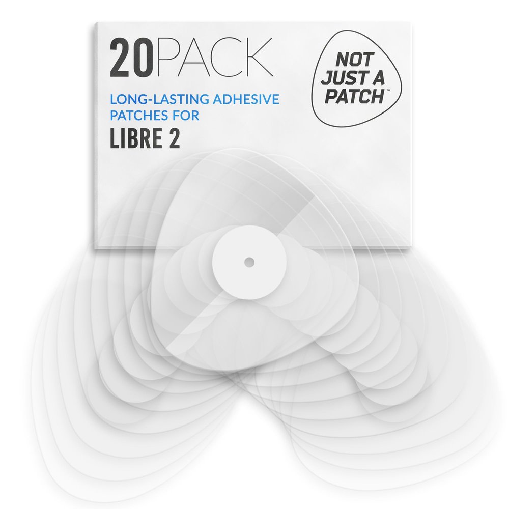 Not Just A Patch Adhesive Patches for Freestyle Libre 2 & Lingo CGM  Water-Resistant & Sweatproof Sensor Covers for 10-14 Days, Pre-Cut Clear Patch  20 Pack