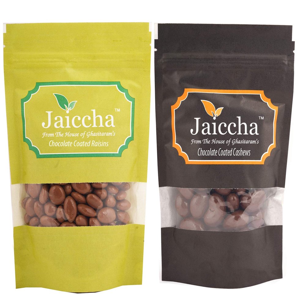 Jaiccha Ghasitaram Chocolate Coated Cashews 100 GMS and Rasins 100 GMS