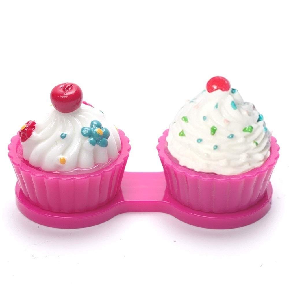 6 Color Cream Cake Glasses Double Contact Lenses Box Contact Lens Case For Eyes Care Kit Holder Container Portable (Color : Rose)
