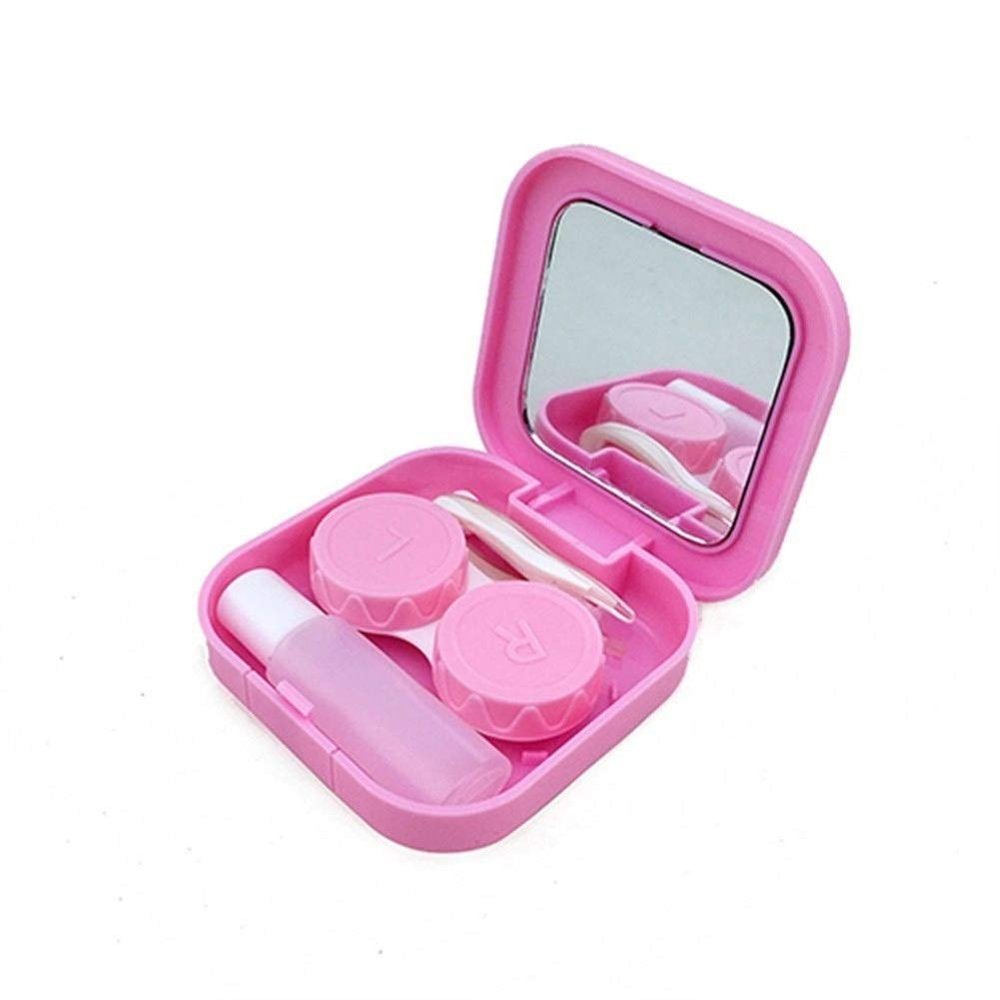 1PC Travel Glasses Contact Lenses Box Contact Lens Case For Eyes Care Kit Holder Container Mirror Box Portable (Color : Pink)