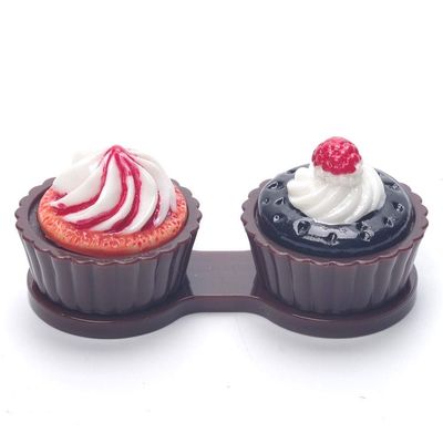 6 Color Cream Cake Glasses Double Contact Lenses Box Contact Lens Case For Eyes Care Kit Holder Container Portable (Color : Dark coffe)