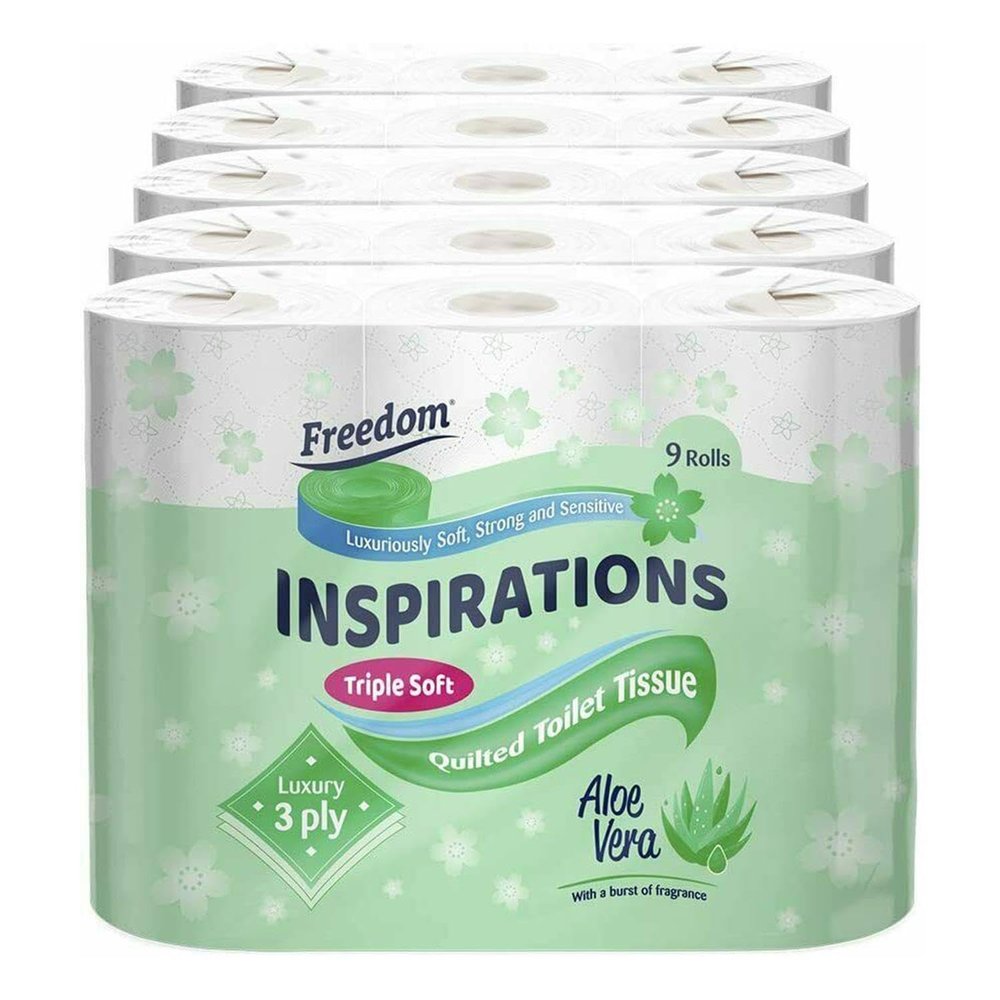 Freedom Inspirations Quilted 3 Ply Scented Toilet Paper 45 Rolls (Aloe Vera)