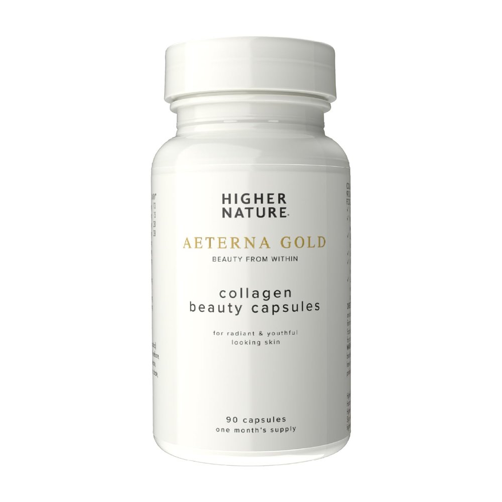 Higher Nature - terna Gold Collagen Beauty Capsules - 10 Skin Loving Ingredients - Hydrolysed Marine Collagen - Vitamin C - Responsibly Sourced - 90 Capsules