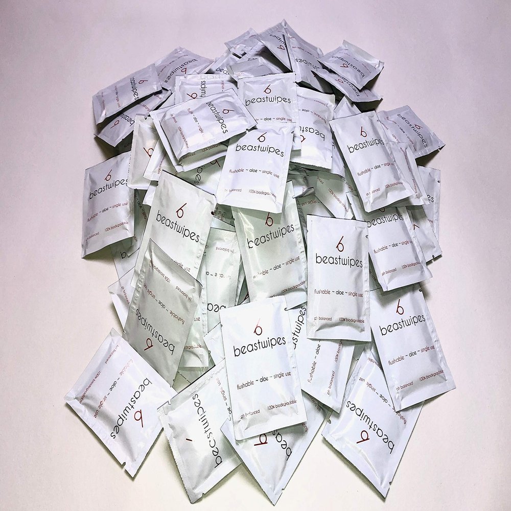 beastwipes - 500 Loose sachets - Last Day Today - Individually Wrapped, Pocket Sized, flushable, Biodegradable Toilet Tissue Wet Wipes. Personal Hygiene Wipes That Leave You Cleaner.