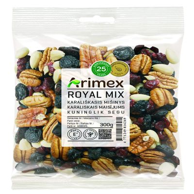 Arimex Royal Nut and Dried Fruit Mix with Pecan Nuts, Almonds, Dried Cranberries and Jumbo Raisins, 300 g
