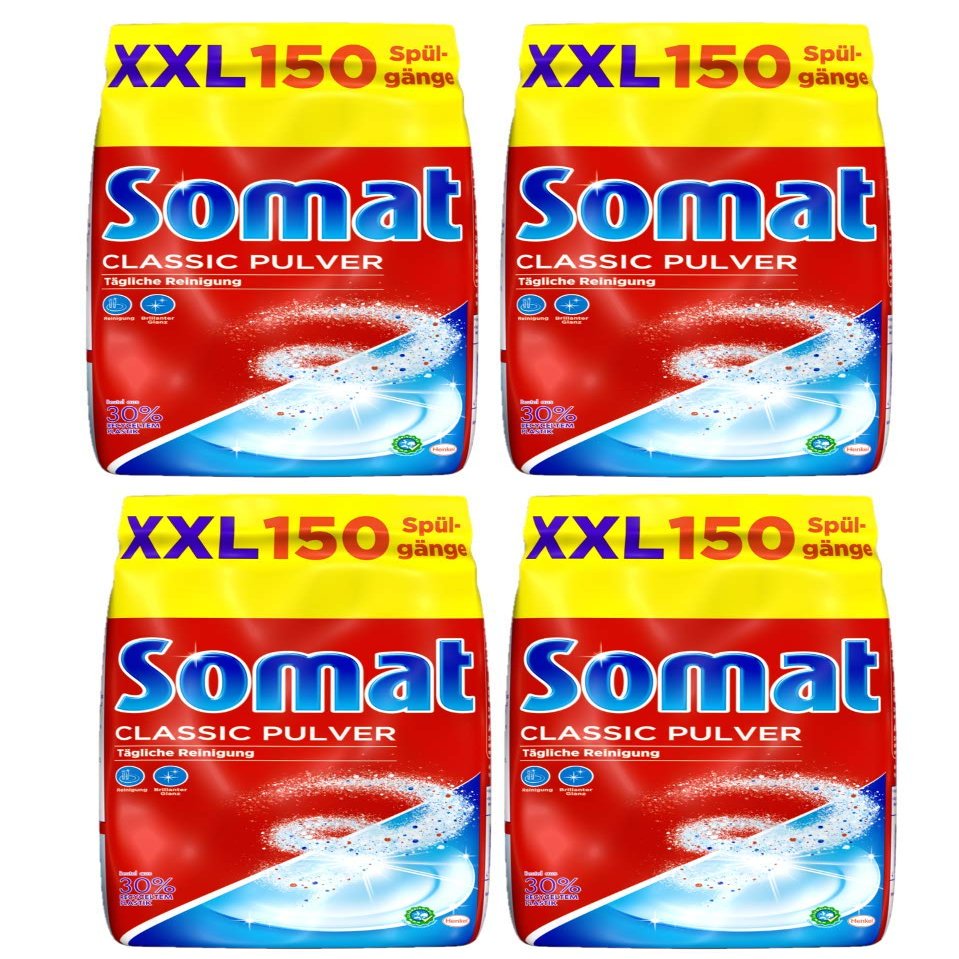 Somat Classic Dishwasher Powder for Daily Cleaning, Pack of 4 (4 x 3 kg)