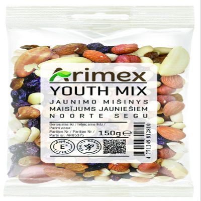 Arimex Youth Nut and Dried Fruit Mix with Peanuts, Almonds, Hazelnuts, Sultana and Golden Raisins, 150 g