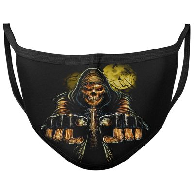 Darkwear Skull Dragon Horse Spiral Punk Tribal Roses Blood rose Face Mask Covering Reusable Washable Fashion Mask (REAPER)