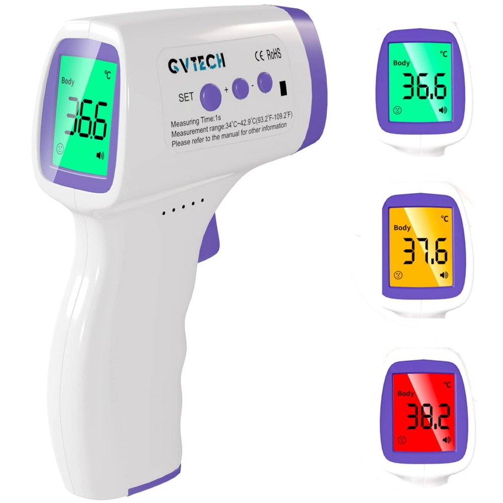 Non-Contact Infrared Forehead Electronic Thermometer Gun Digital Thermometer Accurate & Fast Measurement with Three Color Back Light Display of Temperature Gun for Child Adult Home Health Care
