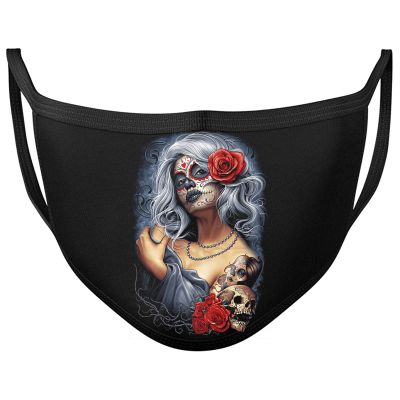 Darkwear Skull Dragon Horse Spiral Punk Tribal Roses Blood rose Face Mask Covering Reusable Washable Fashion Mask (ROSE SKULL)