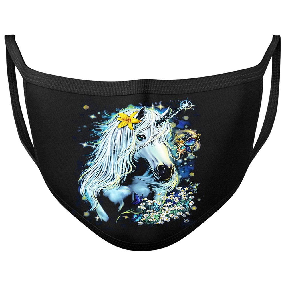Darkwear Skull Dragon Horse Spiral Punk Tribal Roses Blood rose Face Mask Covering Reusable Washable Fashion Mask (UNICORN)