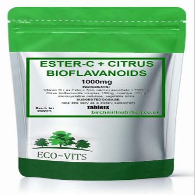 ECO-VITS Ester-C 1000mg Vitamin C Supplement 60 Tablets with ROSEHIPS and Citrus BIOFLAVONOIDS, HIGH Absorption