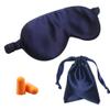 100% Silk Anti Aging Sleep Eye Mask, Soft Eye Blindfold, Sleeping Sleep Mask, Mulberry Silk Eye Mask, Light Blocking Silk Eye Mask, Sleeping Aid, with Bag and Ear Plug (Blue) view 1