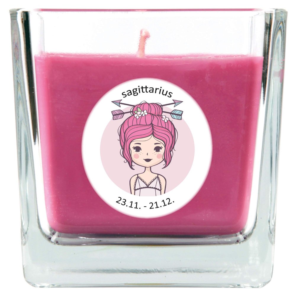 HS Candle Sagittarius Zodiac Scented Candle Lavender in Candy Jar (Sagittarius) - Many Designs to Choose From - 190 g - Burning Time up to 50 Hours