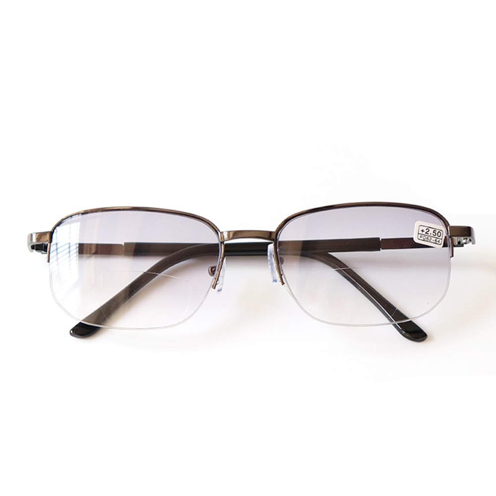 ACXZ Bifocal Reading Glasses for Women and Men, Half-frame Fashion Reader Eyeglasses with Spring Hinges, Gray Lenses (Strength, 1.0, 1.5, 2.0, 2.5, 3.0)
