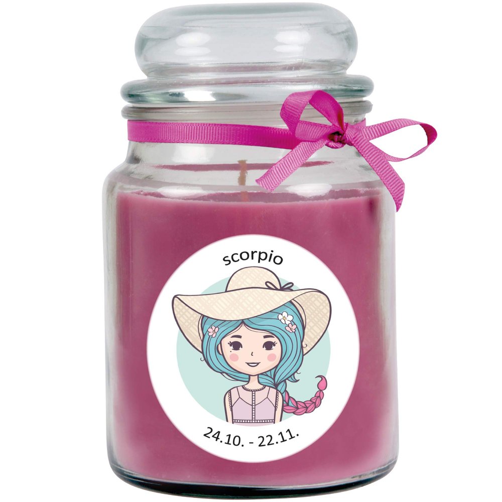 HS Candle Scorpio Zodiac Scented Candle Lavender in Sweet Jar (Scorpion) - Many Designs to Choose From - 500 g - Burning Time up to 110 Hours