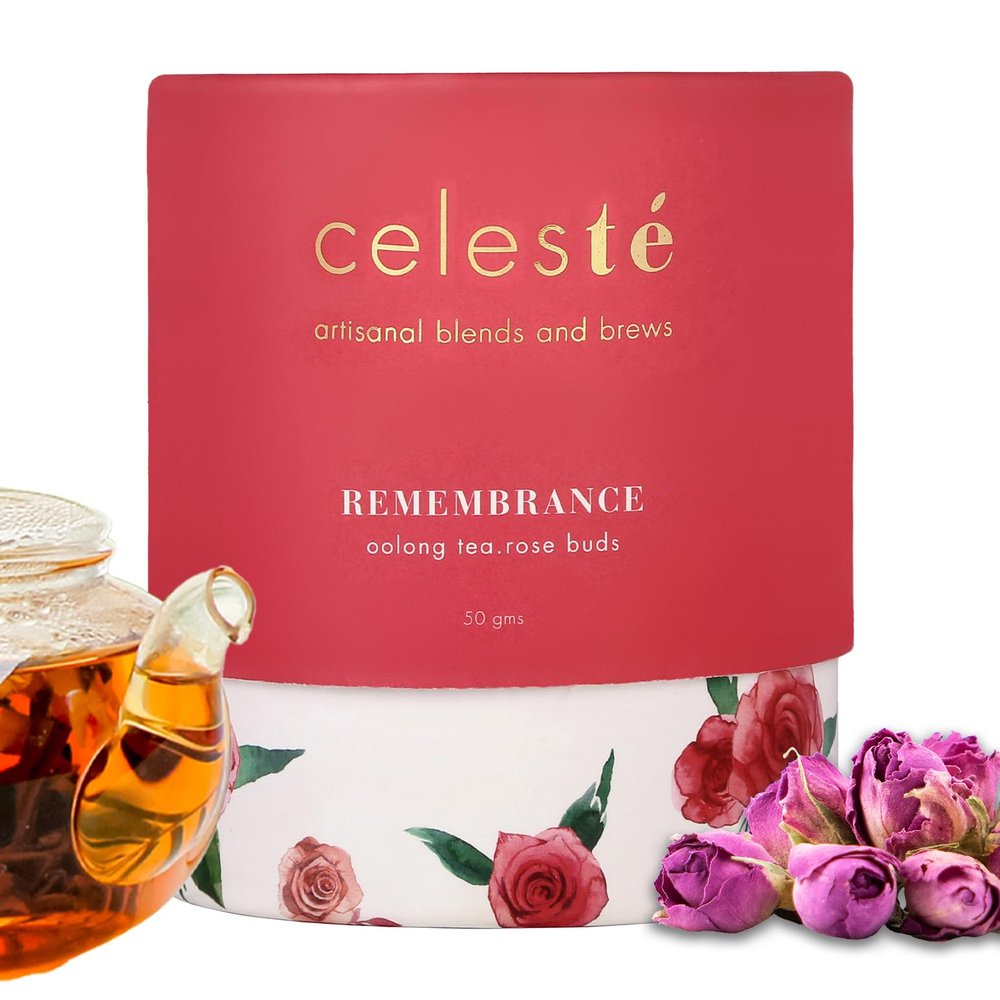 CelesTe Remembrance - Rose Tea Loose Leaf - Premium Blend of Rose buds | 100% Natural Loose Leaf Oolong Tea (50gm) (25 Cups)