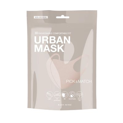 Basic Sense 3D Washable Reusable Thick Reinforced Plain Face Coverings Masks (Nude Peach)