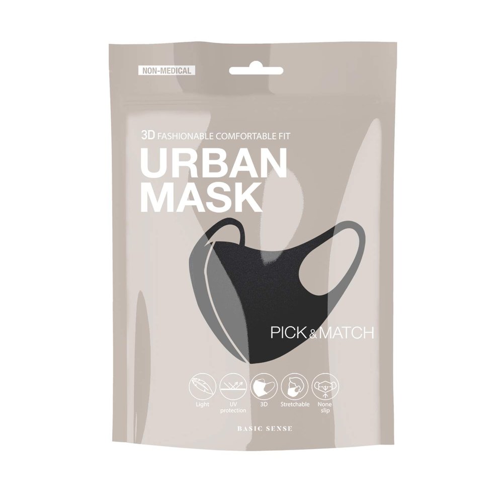 Basic Sense 3D Washable Reusable Thick Reinforced Plain Face Coverings Masks (Black)