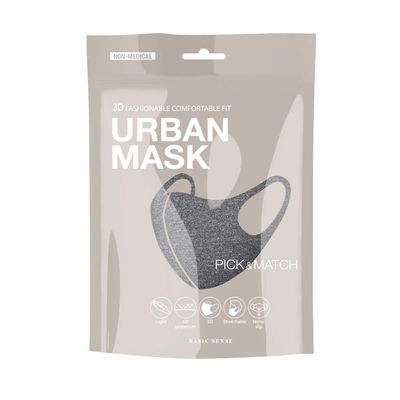 Basic Sense 3D Washable Reusable Thick Reinforced Plain Face Coverings Masks (Dark Grey)