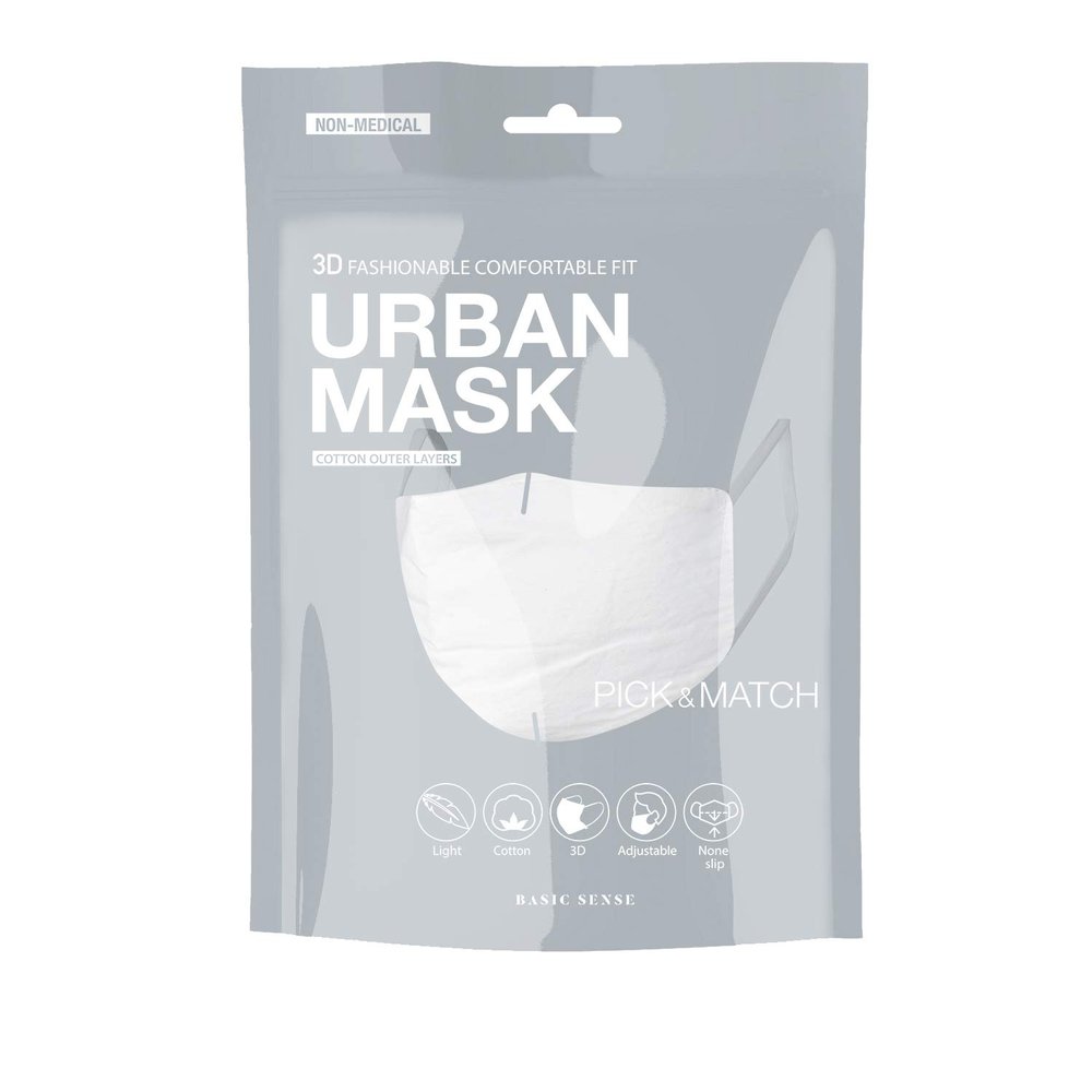 Basic Sense 100% Cotton Washable Reusable Skin Friendly Plain Face Coverings Masks (White)