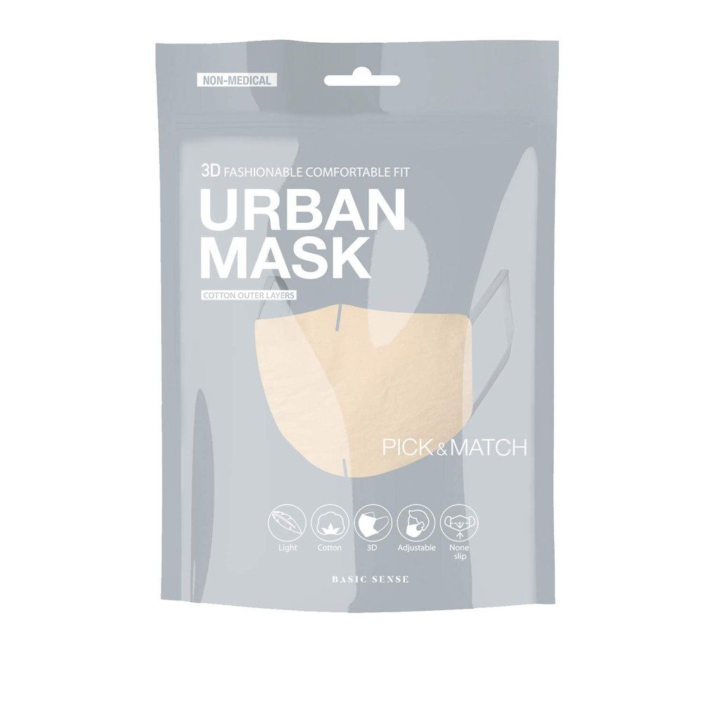 Basic Sense 100% Cotton Washable Reusable Skin Friendly Plain Face Coverings Masks (Beige)