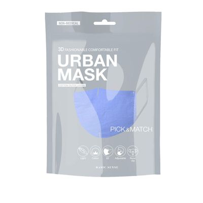 Basic Sense 100% Cotton Washable Reusable Skin Friendly Plain Face Coverings Masks (Denim Blue)