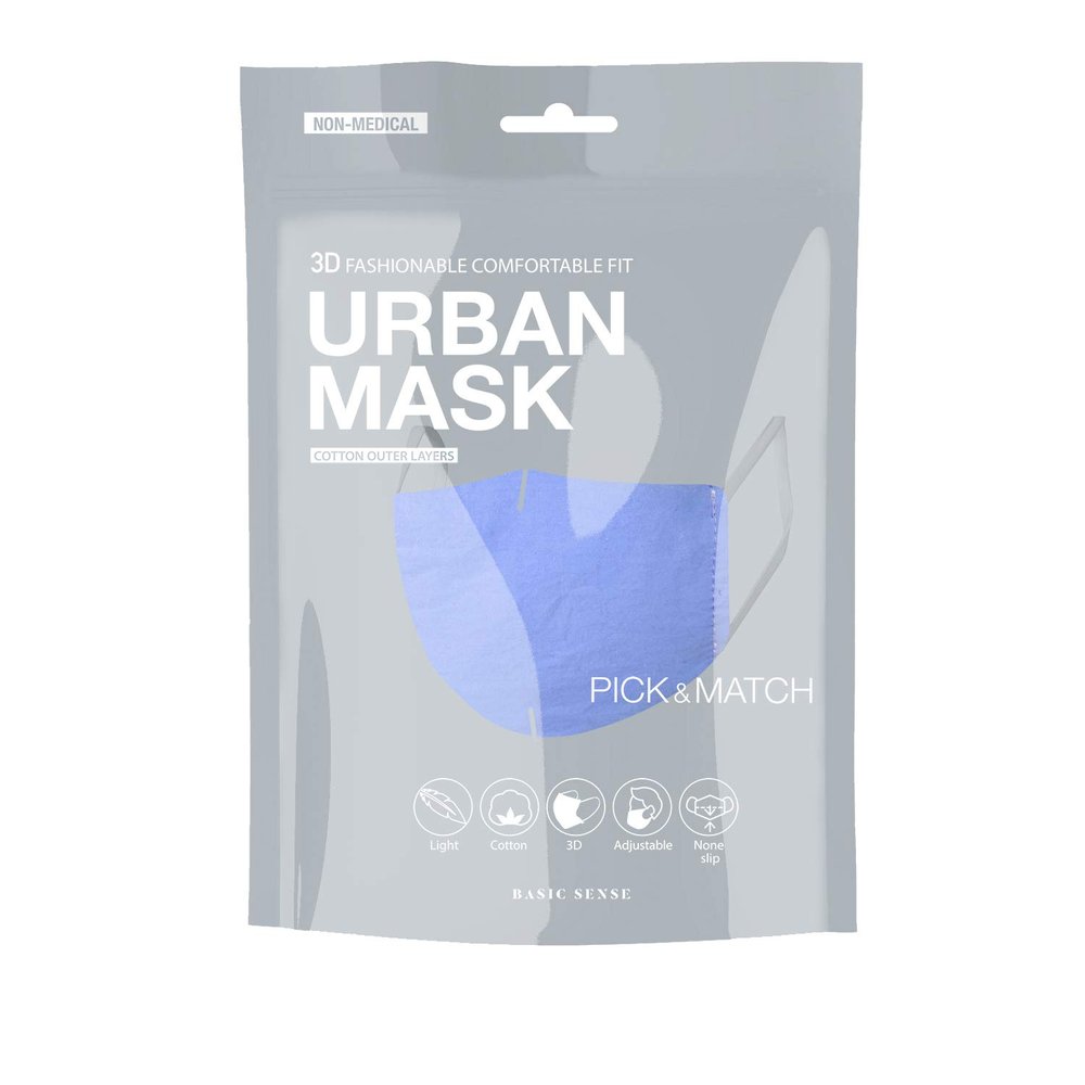 Basic Sense 100% Cotton Washable Reusable Skin Friendly Plain Face Coverings Masks (Denim Blue)