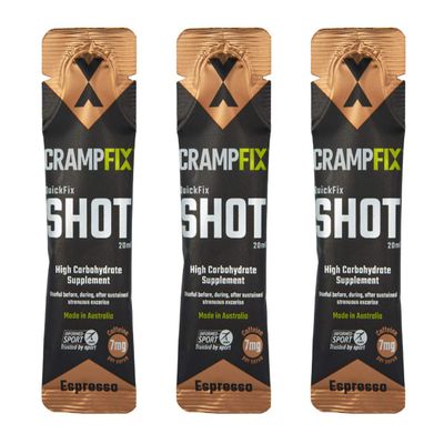 Crampfix QuickFix Shot Sachets - Fast & Effective Relief from Muscle Cramp (3 x 20ml Packets) (Espresso)