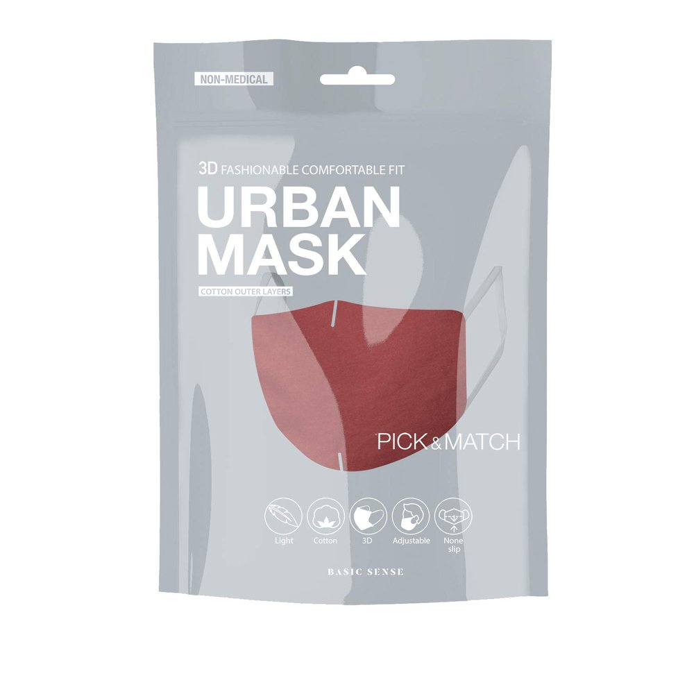 Basic Sense 100% Cotton Washable Reusable Skin Friendly Plain Face Coverings Masks (Burgundy)