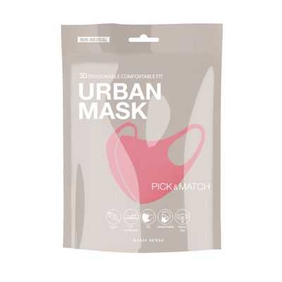 Basic Sense 3D Washable Reusable Thick Reinforced Plain Face Coverings Masks (Pink)