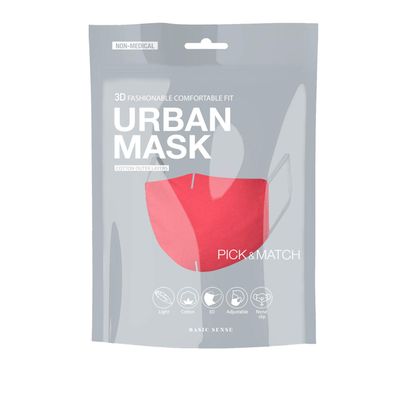 Basic Sense 100% Cotton Washable Reusable Skin Friendly Plain Face Coverings Masks (Red)